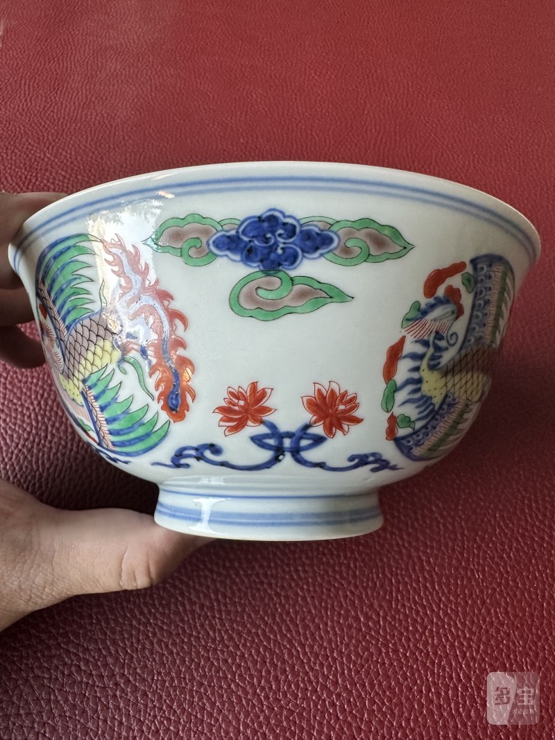 清康熙 五彩团凤纹碗 - 图19